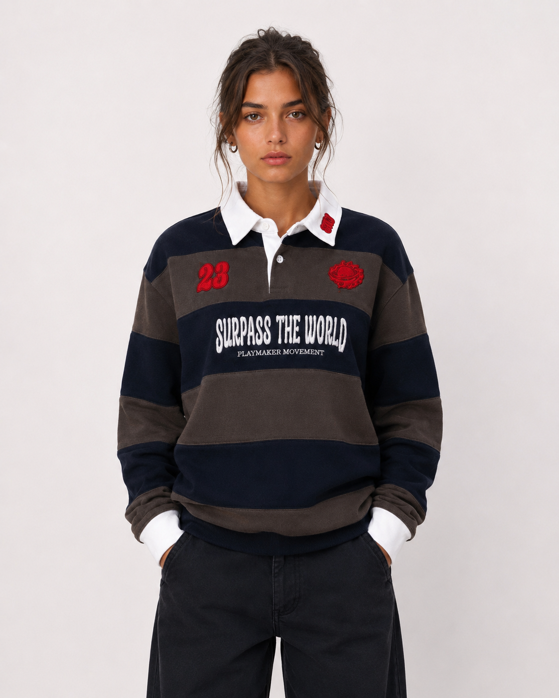 PLAYMAKER RUGBY POLO NAVY/GREY