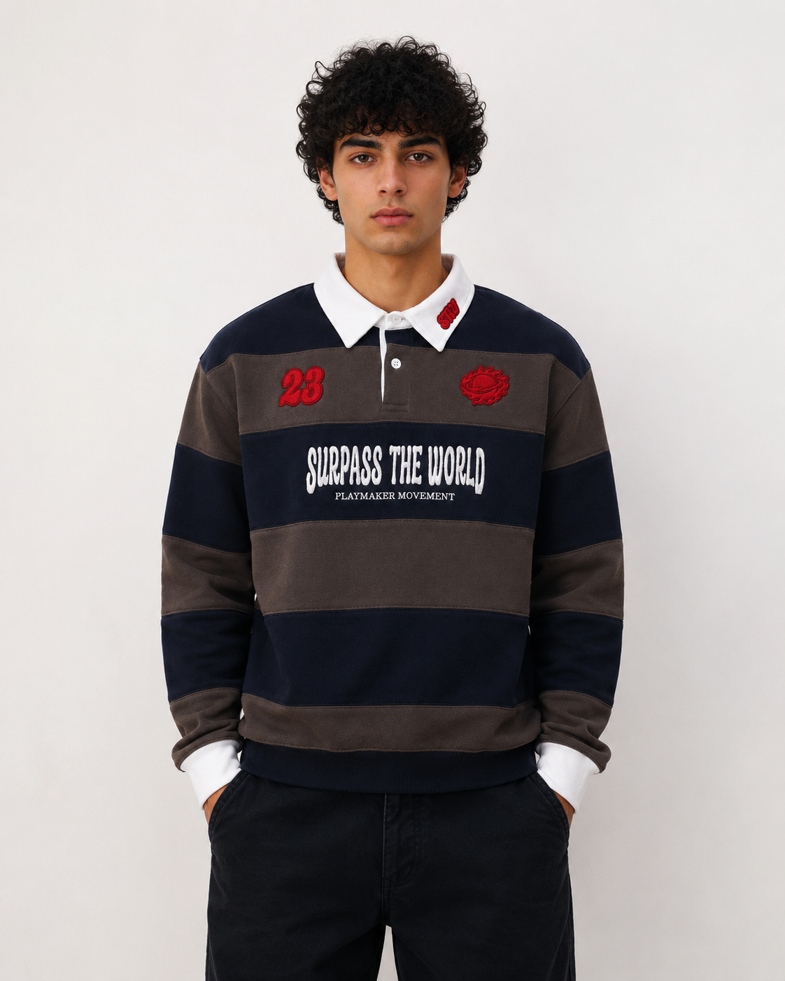PLAYMAKER RUGBY POLO NAVY/GREY